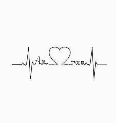 Life Line Tattoo With Name, In Loving Memory Tattoos For Son, Heart Monitor Tattoo, Tattoo About Strength, Pulse Tattoo, Dr Tattoo, Memorial Tattoo Quotes, In Loving Memory Tattoos, Baby Tattoo Designs