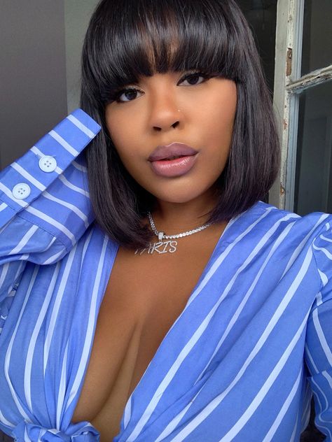 Bob Straight Hair, Bob Style Haircuts, Short Permed Hair, Frontal Lace Wig, Straight Hair Wig, Bob Straight, Bob Wig With Bangs, Brazilian Straight Human Hair, Wig Ideas