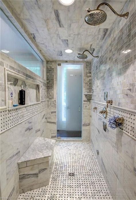 Double Shower Head Master Baths, Master Bath Shower, Dream Shower, Master Shower, Master Bath Remodel, Bathroom Remodel Shower, Dream Bathrooms, Shower Remodel, Shower Stall