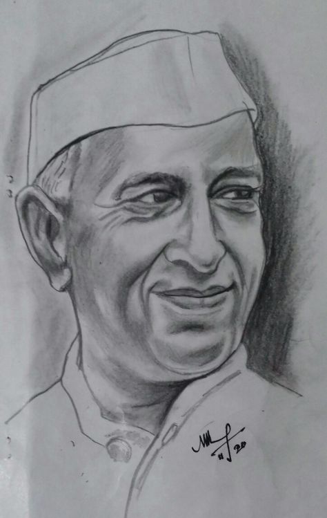 Jawaharlal Nehru Pencil Portiat Art by Kamalakar. Jawaharlal Nehru Sketch, Chacha Nehru Drawing, Jawaharlal Nehru Drawing With Children, Jawaharlal Nehru Drawing, Nehru Drawing, Freedom Sketch, Drawings With Meaning, Sketch Images, Engagement Mehndi