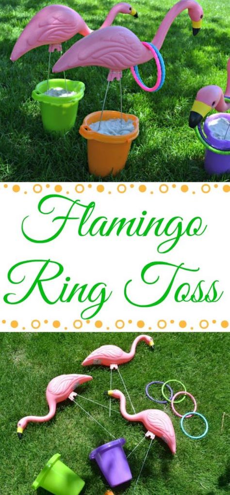 Summertime Flamingo Ring Toss, Flamingo ring toss, DIY flamingo ring toss, ring toss, creative lawn games, summertime lawn games, lawn games for kids, outdoor games for kids, outdoor games for families, BBQ games, Flamingo decorations, fun party games, DIY lawn games, summer party games Flamingo Ring Toss, Diy Outdoor Party, Summer Party Games, Geek House, Diy Yard Games, Outdoor Party Games, Bbq Games, Graduation Party Games, Diy Lawn