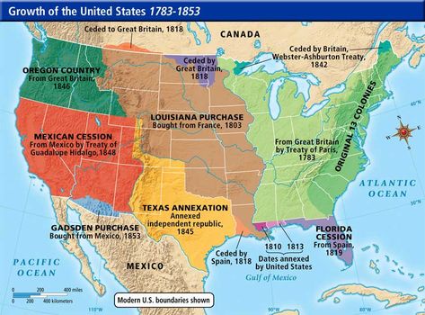 Territorial Growth of the United States 1783-1853 – Know-It-All Texas History Classroom, Western Expansion, Westward Expansion, The Oregon Trail, Louisiana Purchase, History Classroom, United States History, History Timeline, Texas History