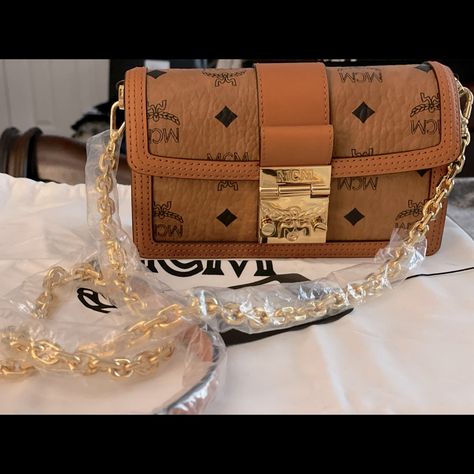 Brand New. Mcm Print. Crossbody. Perfect For Everyday Use And Flossing. Mcm Purse, Trendy Purses, Beige Purses, Mcm Handbags, Mcm Bags, Vanity Bag, Hobo Purse, Luxury Purses, Round Bag