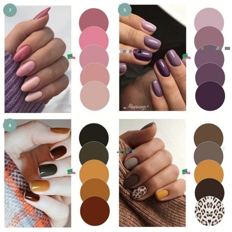 Nail Color Palette, Uñas Color Cafe, Nail Polish Combinations, Two Tone Nails, New Nail Art Design, Solid Color Nails, Fall Gel Nails, Beauty Nails Design, Colorful Nail Designs