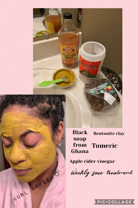 Acv Face Wash Facial Cleanser, Turmeric For Skin, Natural Face Masks, Black Skin Care, Natural Face Skin Care, Diy Skin Care Recipes, Facial Skin Care Routine, Bentonite Clay, Black Soap