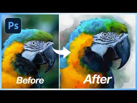 (7) Turn ANY Image to Water Color Art with Generative Fill in Photoshop + FREE Brushes! - YouTube Photo To Watercolor, Water Color Art, Color Photoshop, Photoshop Watercolor, Adobe Photoshop Design, Free Brushes, Water Drawing, Photoshop Images, Free Brush