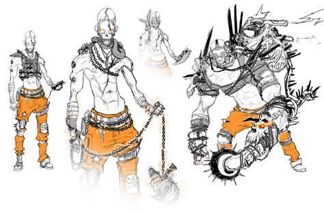 Psycho Early Sketches from Borderlands 3 #art #artwork #gaming #videogames #gamer #gameart #conceptart #illustration #borderlands3 #characterart #characterdesign Borderlands 3 Art, Borderlands Cosplay, Borderlands 1, Borderlands Art, Borderlands 3, Post Apocalypse, Game Character Design, Weird Creatures, Borderlands