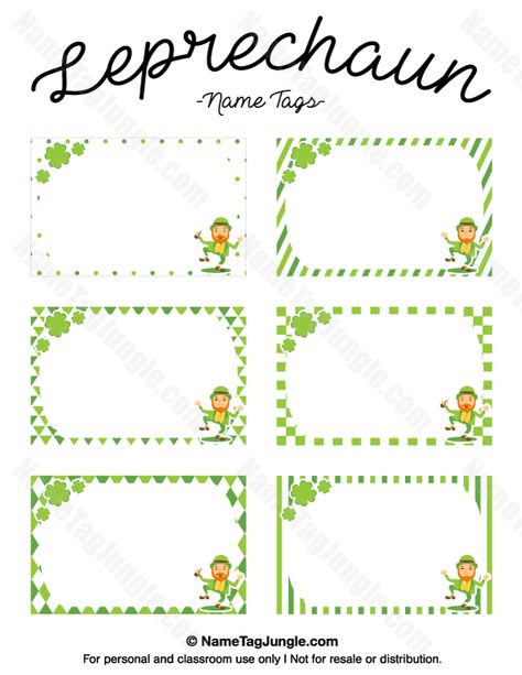 Leprechaun Name Tags Leprechaun Names For Kids, St Patricks Day Name Craft, Note From Leprechaun Free Printable, Free Printable Cubby Name Tags, Leprechaun Names, Cubby Labels, Tag Template Free, Free St Patrick’s Day Gift Tags, Cubby Tags