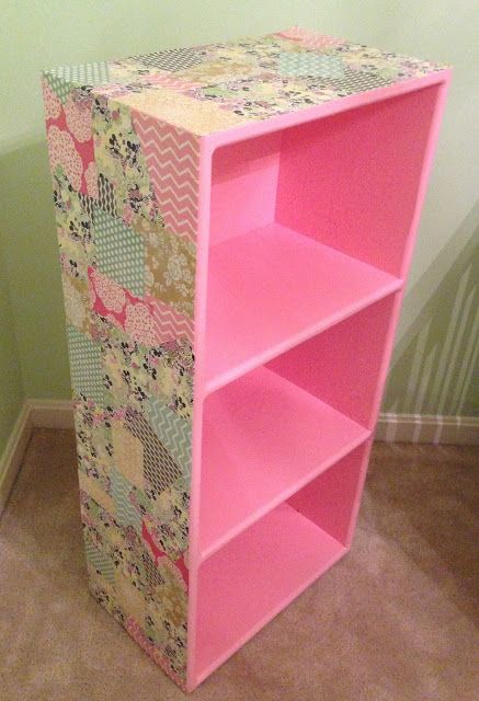 A Little Bolt of Life: DIY Decoupage Bookcase Decoupage Bookcase, Leftover Wallpaper, Diy Bookcase, Princess Room Decor, Diy Decoupage, Diy Bookshelf, Wallpaper Diy, Shoe Cupboard, Kraf Kertas