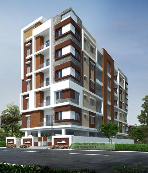 Exterior on Behance 5 Floors Apartment Elevation Design, Modern Apartment Elevation, Apartment Elevation, Apartment Design Inspiration, Front Building Design, Elevation Ideas, Building Front Designs, 3 Storey House Design, Apartments Exterior