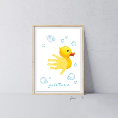 Baby Footprint Crafts, Baby Handprint Art, Baby Handprint Crafts, Hand Kunst, Duck Crafts, Baby Art Projects, Footprint Crafts, Baby Handprint, You're The One