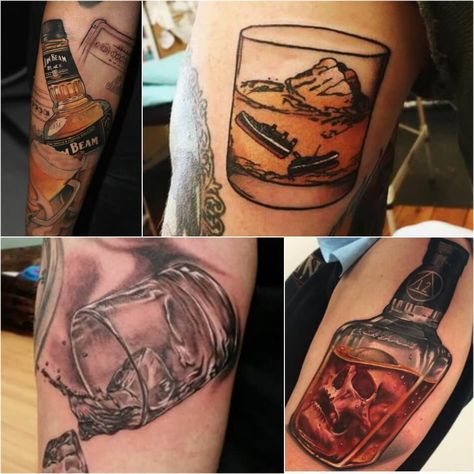 bartender tattoo - tattoos for bartenders - cocktail tattoo ideas. Explore more Tattoo ideas on positivefox.com #bartenderstattoo #beertattoo #coctailtattoo #drinktattoo #tattoo_moodboard #tattooforbartenders #tattoomoodboard #vinetattoo Bourbon Tattoo Ideas, Alcoholic Tattoo, Bourbon Tattoo, Cocktail Shaker Tattoo, Whiskey Tattoo, Bartender Tattoo, Drink Tattoo, Cocktail Tattoo, Unique Tattoos Black Women