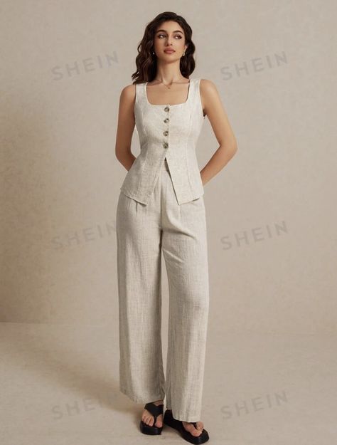 Linen Pants Set Women, Linen Trouser Outfit Women, Linen Trousers Outfit, Linen Suits Women, 2piece Outfits, African Fashion Skirts, Coat Women Fashion, Linen Suits, Linen Color