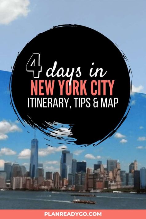 Check out this New York City itinerary for four days in the Big Apple. All of the things you must see in New York City on your trip. It's the perfect itinerary for your first time in New York City. Includes a map of the top things to do in New York City. See all of the top sites in Manhattan like Times Square and the Statue of Liberty, tour historic Midtown buildings, ride the subway and more. 4 days in New York City, #newyorkcity #nycitinerary #nyc New York City Itinerary 4 Days, New York City 4 Day Itinerary, Best Tours In New York City, Must See In Nyc, Nyc Must See, Nyc In March, New York Must See, 4 Days In New York, Nyc Trip Planning