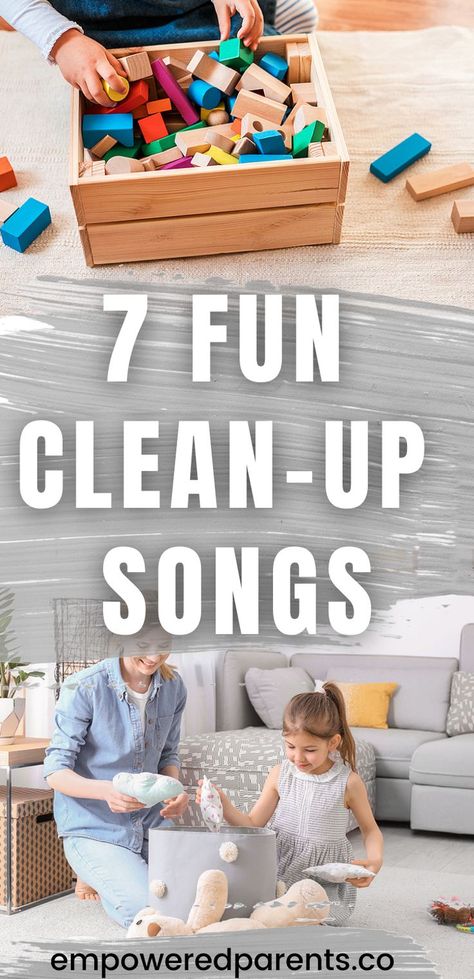 Sometimes children struggle with cleaning up. Here are 7 super fun songs to help your child clean up all the while having fun! These songs about cleaning up will help your child to actually clean up instead of getting angry | clean up songs for preschool | clean up songs for toddlers | songs about cleaning up | Sensory Play For Preschoolers, Childhood Songs, Clean Up Song, Toddler Cleaning, Fun Songs For Kids, Transition Songs, Children Songs, Songs For Toddlers, Preschool Planning