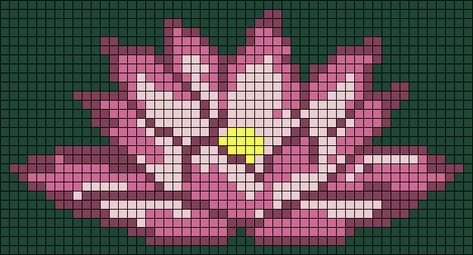 Lotus Flower Cross Stitch Pattern, Lotus Cross Stitch Pattern, Lotus Pixel Art, Flower Pixel Art, Stitch Witchery, Flower Tapestry, Pixel Crochet, Tapestry Crochet Patterns, Diy Perler Beads