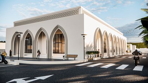 Modern Minimalist Mosque Design on Behance Mosque Modern Design, Simple Mosque Design, Mosque Facade Design, Mini Mosque Design, Architecture Mosque Design, Mosque Plan Design, Modern Masjid Design, Masjid Design Islamic Architecture, Mosque Plan Architecture