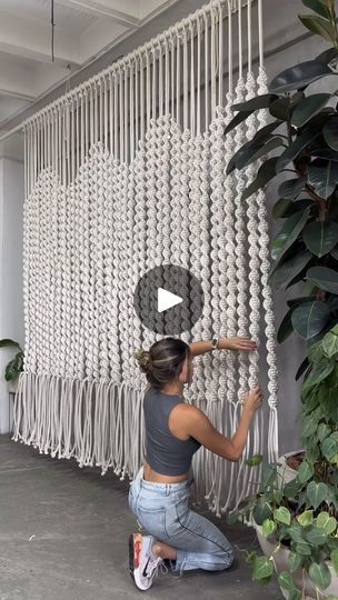 167K views · 142 reactions | Video van @ancestral.co 
.
#creadoodle #fiberartcommunity #macramecurtain #curtainsdesign #macramegordijn #macramebackdrop #backdrop #macramé #macramewallhanging #macrameinspiration #xlmacrame #macrame #curtaindesign #macramedesign #gordijn #windowtreatment #interiorstyling #macramedecor | Creadoodle Macrame Macrame Curtain Diy, Weaving Crochet, Macrame Weaving, Macrame Backdrop, Macrame Curtain, Macrame Wall Art, Modern Macrame, Macrame Ideas, Diy Curtains