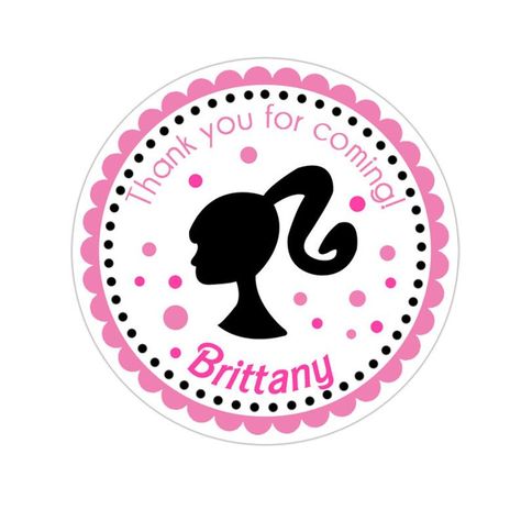 Barbie Thank You Tags, Bowling Party Favors, Doll Stickers, Barbie Bday, Giveaway Tags, Customized Stickers, Doll Silhouette, Bowling Birthday Party, Barbie Theme Party