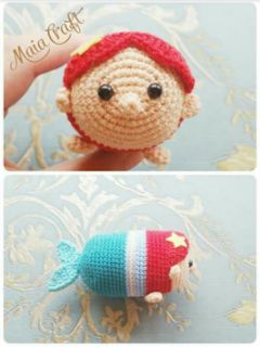 Crochet Tsum Tsum, Crochet Cherry, Disney Crochet Patterns, Crochet Patterns Free, Crochet Disney, Mermaid Pattern, Disney Tsum Tsum, Disney Crafts, Tsum Tsum