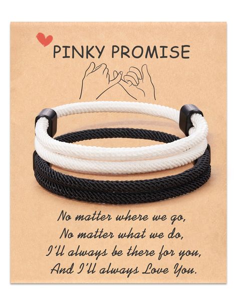 PRICES MAY VARY. 【 Couples Gifts 】-- Our couple bracelet makes the perfect gift for the loved one. I promise to wear this matching bracelet and remember how lucky I am to have you. This is our pinky promise 【Couples Bracelets】 -- A great way to show your love. Keep one for yourself and give the other to your lover, boyfriend, girlfriend, bf, gf and so on 【 Materials & Size 】-- Our bracelets are made of braided rope, strong & lightweight, not easy to break, and comfortable to wear. Adjustable len Matching Couples Bracelets, Small Gifts For Boyfriend, Cute Anniversary Gifts, How Lucky I Am, Romantic Anniversary Gifts, Matching Couple Bracelets, Couples Bracelets, Girly Fits, Couple Stuff