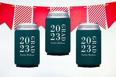 Graduation Koozie Ideas, Graduation Koozies High School, Graduation Koozies, 2023 Graduation Decorations, Class Of 2023 Graduation, Graduation Party Favors, 2023 Graduation, Beer Custom, 2024 Graduation