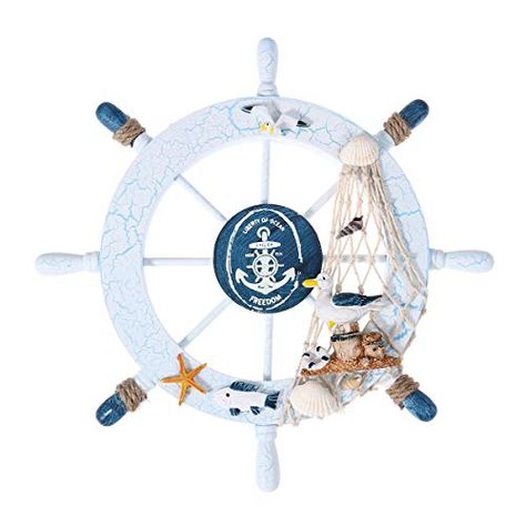 Nautical Bath Decoration Nautical Theme Bathroom Decor: Amazon.com Ship Steering Wheel, Nautical Bath, Boat Wheel, Renault Talisman, Anchor Decor, Wheel Decor, Ship Wheel, Nautical Wall Art, Wooden Ship