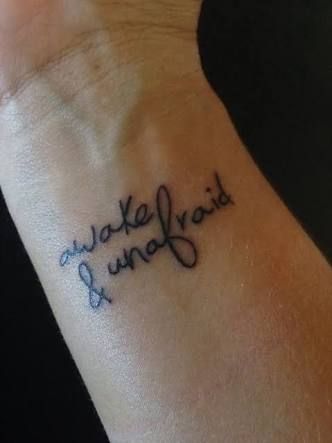 Awake and unafraid - my chemical romance Awake And Unafraid Tattoo, Awake And Unafraid, Mcr Tattoo, Emo Tattoos, Meaningful Wrist Tattoos, Tattoos And Meanings, Abstract Tattoos, Father Tattoos, Hand And Finger Tattoos