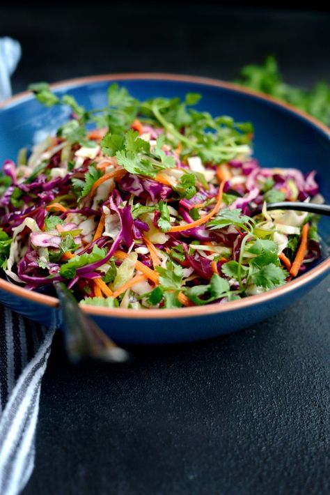 Cilantro Coleslaw - Simply Scratch Keto Coleslaw Dressing, Cilantro Coleslaw, Keto Coleslaw, Coleslaw Dressing Recipe, Coleslaw Dressing, Lime Vinaigrette, Vegetarian Cabbage, Coleslaw Recipe, Cilantro Lime