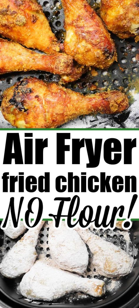 Best fried chicken in air fryer without flour ever. As crispy as a copycat Kentucky Fried Chicken recipe but makes it gluten free too. Gimme Delicious, Air Fryer Fried Chicken, Air Fryer Recipes Appetizers, Air Fried Food, Air Fryer Oven Recipes, Buttermilk Fried Chicken, Air Fry Recipes, Air Fried Chicken, Air Fryer Recipes Chicken