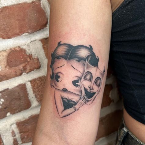 Res Tattoo Ideas, Small Tattoos No Shading, Betty Boop Smile Now Cry Later, Cry Baby Tat, Smile Now Cry Later Tats, Cry Now Smile Later, Smile Tattoo Ideas, Cry Now Cry Later, Chicana Tattoos For Women