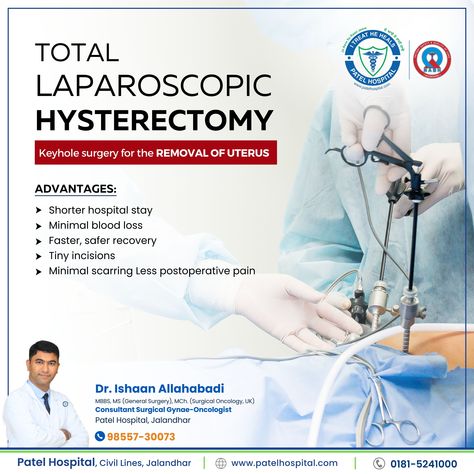 ✅ Laparoscopy seems a safe and feasible method for gynaecological diseases. Consult Our Expert: 𝗗𝗿. 𝗜𝘀𝗵𝗮𝗮𝗻 𝗔𝗹𝗹𝗮𝗵𝗮𝗯𝗮𝗱𝗶 MBBS, MS (General Surgery), MCh. (Surgical Oncology, UK) Consultant Surgical Gynae-Oncologist .................................................................... To 𝗕𝒐𝒐𝒌 𝗔𝒏 𝗔𝒑𝒑𝒐𝒊𝒏𝒕𝒎𝒆𝒏𝒕 with us, 📲 0181-5241000 / 9216284444 🌐 www.patelhospital.com 📌 Patel Hospital, Civil Lines, Jalandhar City, Punjab. Surgical Oncology, Hospital Stay, General Surgery, Digital Marketing Design, Marketing Design, Surgery, Disease, Digital Marketing, Marketing