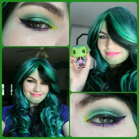 Beast Boy (Beast Girl) Inspired Makeup from Teen Titans Beast Boy Makeup, Boy Makeup, 2024 Halloween, Inspired Makeup, Beast Boy, Flower Tattoo Designs, Girls Makeup, Teen Titans, Green Hair