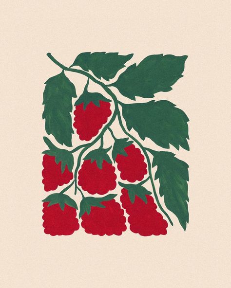 Raspberries Illustration, Abstract Floral Wall Mural, Art For Beginners, 달력 디자인, Floral Poster, Arte Inspo, Art Et Illustration, Painting Art Projects, Floral Wall Art