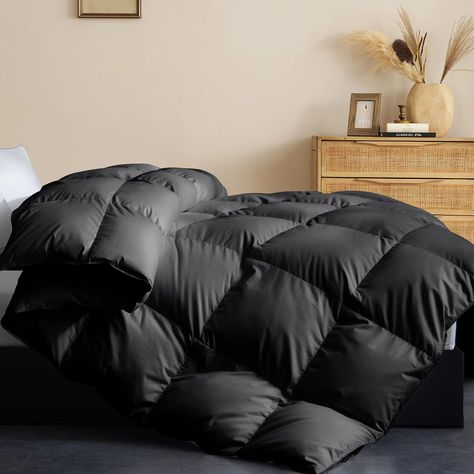 PRICES MAY VARY. 【Luxury Feather Comforter】Cosybay queen size bedding comforter is fluffy and lightweight.Casually cozy with sink-in softness, it feels as good as it looks.Plumped with top feather and down blend, this down duvet insert's natural plumes offer great warmth and cooling properties to keep you comfy all night long. 【Premium Material】The feather comforter has passed STANDARD 100 by OEKO-TEX Certified. The cover/shell of our comforter is 100% cotton fabric, which makes the down blanket Feather Comforter, Down Duvet, Down Blanket, Hotel Bedding, Black Duvet, 100 Cotton Duvet Covers, Comfy Bedroom, Loft Interior, Bedding Comforter