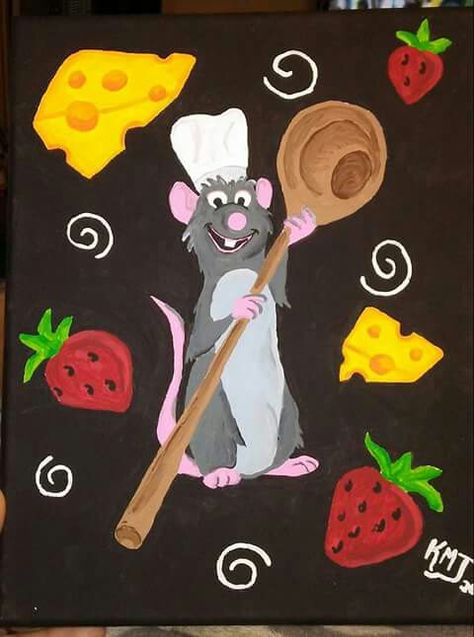 Disney Ratatouille Art, Ratatouille Disney Painting, Ratatouille Painting Canvas, Ratatouille Painting Easy, Ratatouille Pumpkin Painting, Ratatouille Painting, Ratatouille Drawing, Ratatouille Art, Ratatouille Tattoo