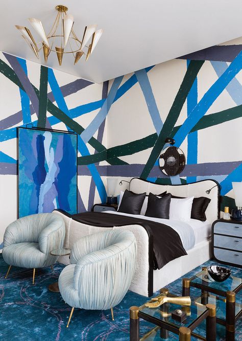 Kelly Westler Kelly Westler, Kelly Wearstler Interiors, Modern Maximalist, Maximalist Interior, Style Deco, Kelly Wearstler, Bedroom Vintage, Wallpaper Design, White Decor