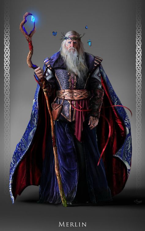 ArtStation - Merlin: Character Design, Satyaki Sarkar Old Man, Wizard, Reiki, Merlin, Character Design, Thread, Red, Blue, Design