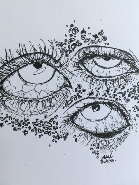 Abstract Eyes, Weird Creepy, Strange Art, Creepy Eyes, Indie Drawings, Black And White Sketches, Colossal Art, Black And White Artwork, Eye Print