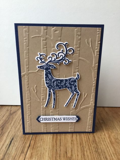 Dashing Deer Christmas Card | Inspiring Inkin' - Amanda Fowler Shop for Stampin' Up! UK products Deer Christmas Cards, Reindeer Cards, Deer Cards, Happy Christmas Wishes, Deer Stamp, Stampin Up Weihnachten, Christmas Cards 2018, Reindeer Card, Homemade Christmas Cards