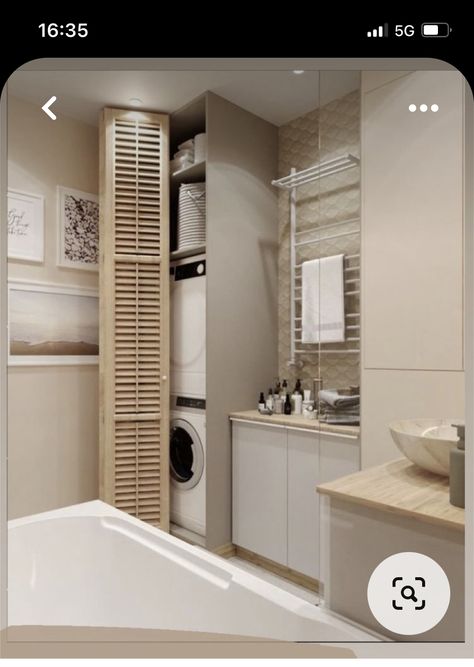 Closet And Bathroom Combo, Laundry Bathroom Combo, Design With Nature, Farmhouse Laundry Room Ideas, House Design Interior, Miranda Priestly, Laundry Room Closet, Laundry Room Bathroom, Penny Tile