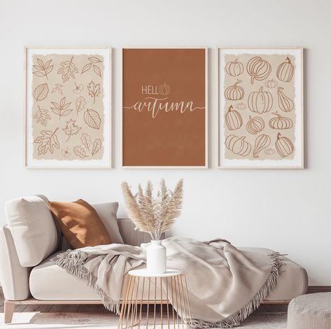 Orange Fall Decor, Autumn Wall Art, Fall Living Room Decor, Home Decor Quotes, Fall Wall Art, Fall Art, Set Of 3 Prints, Fall Prints, Fall Ideas