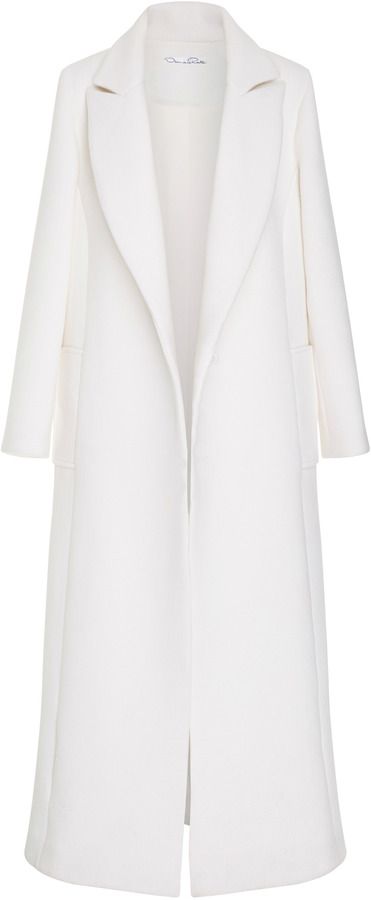 Oscar de la Renta Notch Collar Maxi Length Coat Dinner Outfits, White Coat, Notch Collar, Abayas Fashion, Dream Clothes, Coat Fashion, Cute Casual Outfits, Long Coat, Moda Operandi