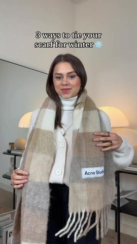 #tieascarf #howtotieascarf #winterscarf #womanwithstyle #scarftutorial... | TikTok How To Wear A Bulky Scarf, How To Style A Long Scarf, How To Wear A Winter Scarf, How To Wear A Scarf In Winter, How To Wear Scarf, Bulky Scarf, Wear Scarf, Wear A Scarf, Scarf Tutorial