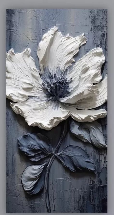 Clay Flower Relief, Flower Plaster Art, Structure Paste Art, Plaster Of Paris Wall Art, 4d Painting, Texture Painting Techniques, Sculpture Art Projects, Acrylic Art Projects, Islamic Art Canvas