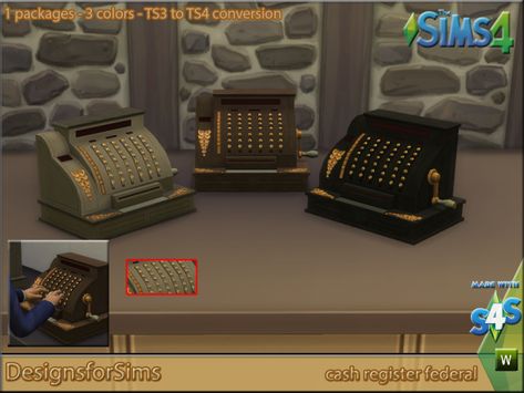 TS3 To TS4 Conversion – cash register federal by kyta1702/designsforsims Ts4 Conversion, Ts3 To Ts4, Sims 4 Game Packs, Vintage Cash Register, Sims 4 Decades Challenge, Sims 4 Family, Sims 4 Cc Folder, Cash Register, Sims 4 Build