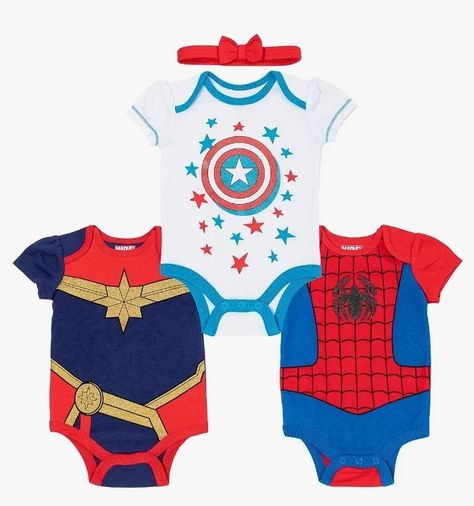 Newborn Baby Girls, One Piece Clothing, Baby Girl Shorts, Spider Girl, Marvel Captain America, Newborn Headbands, Short Sleeve Bodysuit, Captain Marvel