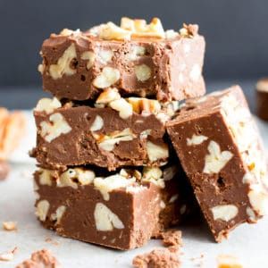 3 Ingredient Chocolate Pecan Fudge (Easy, Paleo, Vegan, Gluten Free, Dairy-Free) - Beaming Baker Fudge With Marshmallow Fluff, Fudge With Pecans, Chocolate Pecan Fudge, Original Fantasy Fudge Recipe, Fantasy Fudge Recipe, Fantasy Fudge, Pecan Fudge, Christmas Bakery, Grain Free Desserts