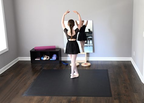 Diy Home Dance Studio, Diy Dance Studio At Home, Dance Room In House, Marley Dance Floor, Basement Suite Ideas, Learning Ballet, Garage Gym Flooring, Dance At Home, Outdoor Rubber Flooring