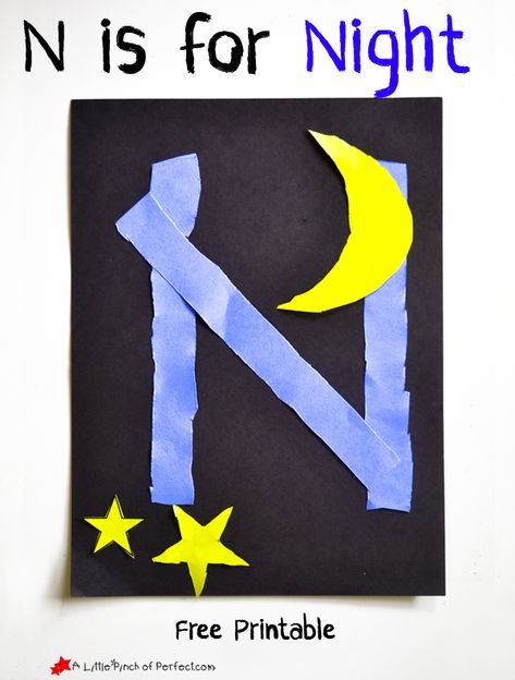 Letter of the Week A-Z Series: N is for Night - Letter Of The Week Preschool Board, Letter N Craft Preschool, N Is For Craft, N Is For, N Is For Night, Toddler Activities Daycare, Letter U Crafts, Letter N Activities, Preschool Letter Crafts